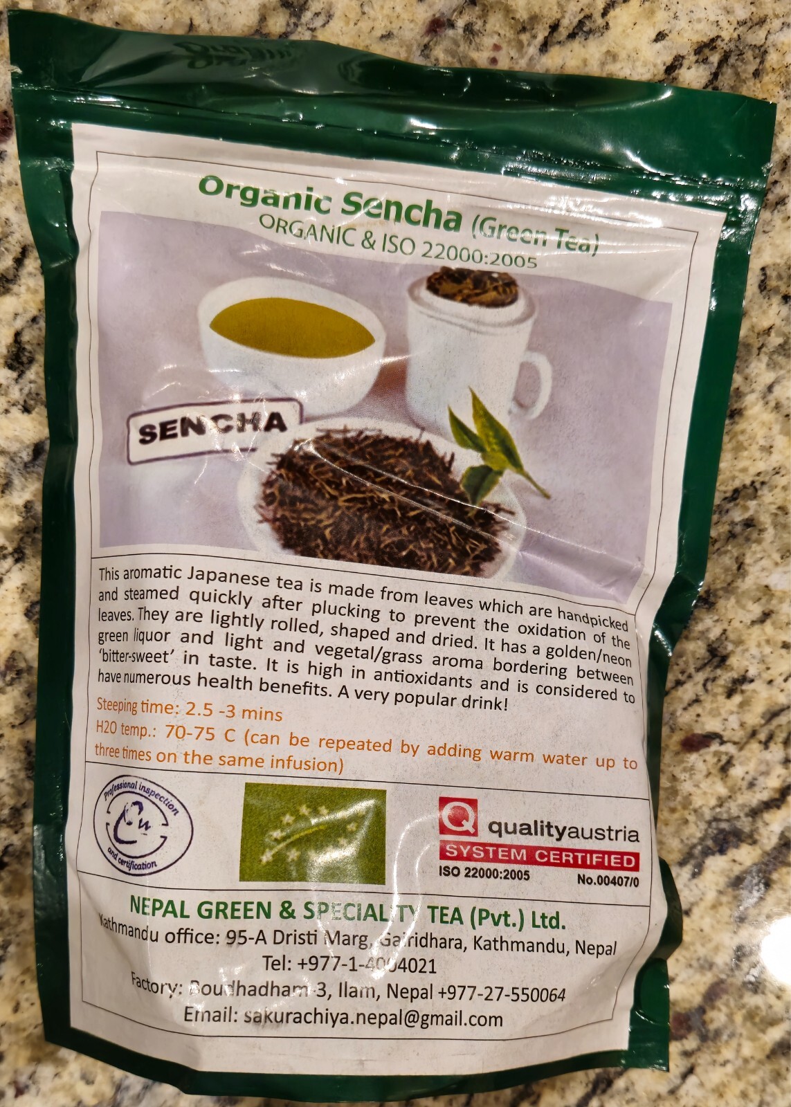 250g Natural Organic Sencha Green Tea Sencha Loose Leaf Green Tea ISO22000:2005