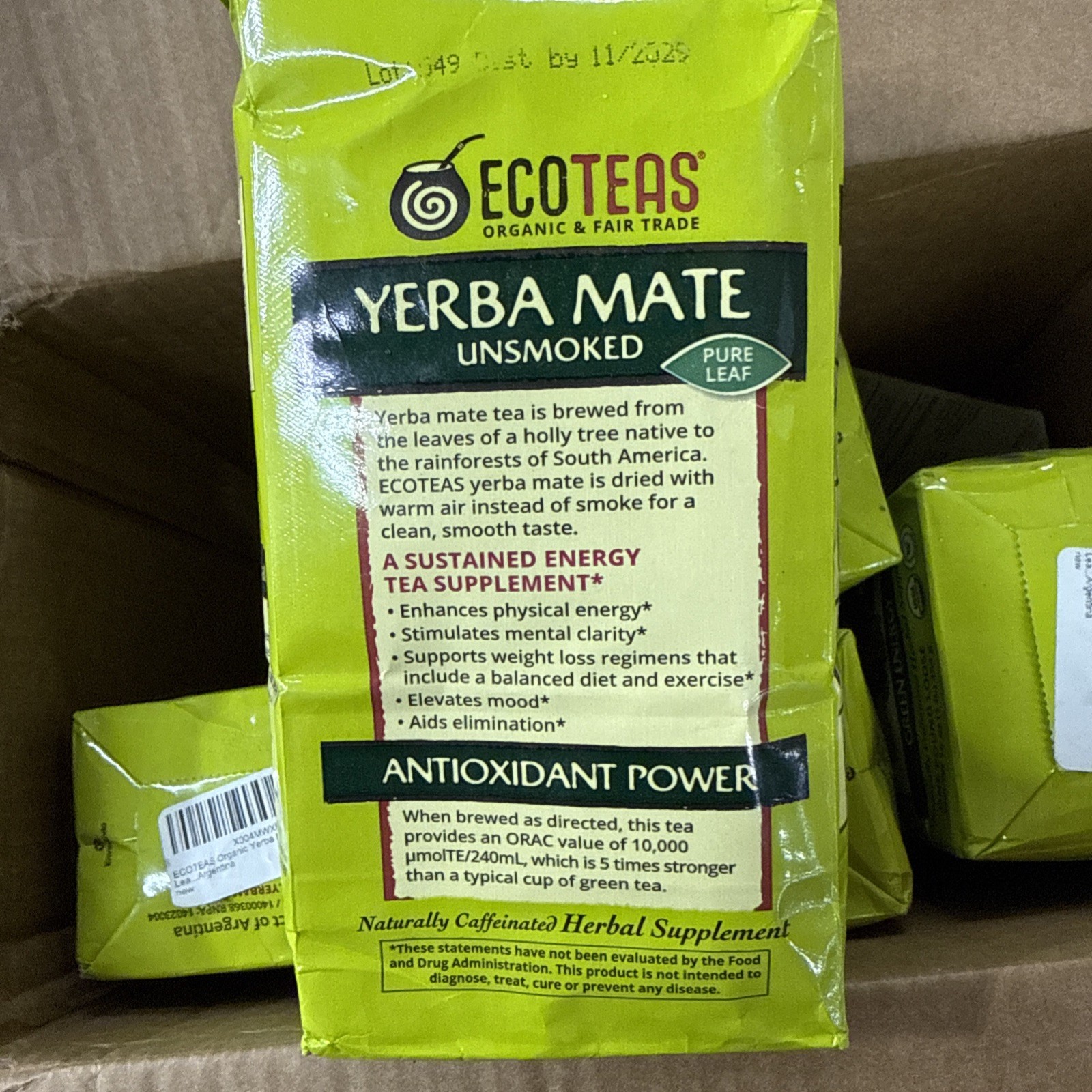 Loose Yerba Mate, Green Energy, Unsmoked, 16 oz (454 g)
