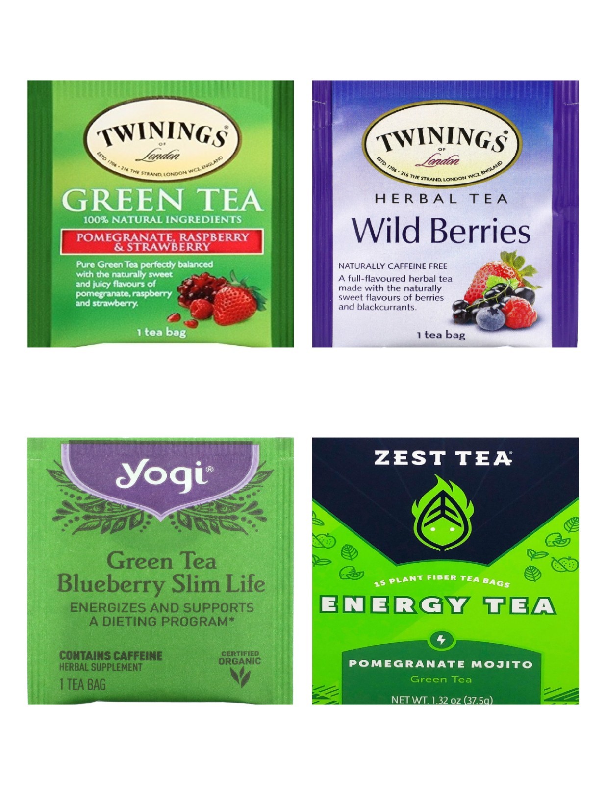 Berries – Summer Fruit Tea Bag Sampler Variety Pack – 24 Single-Serve Varieties