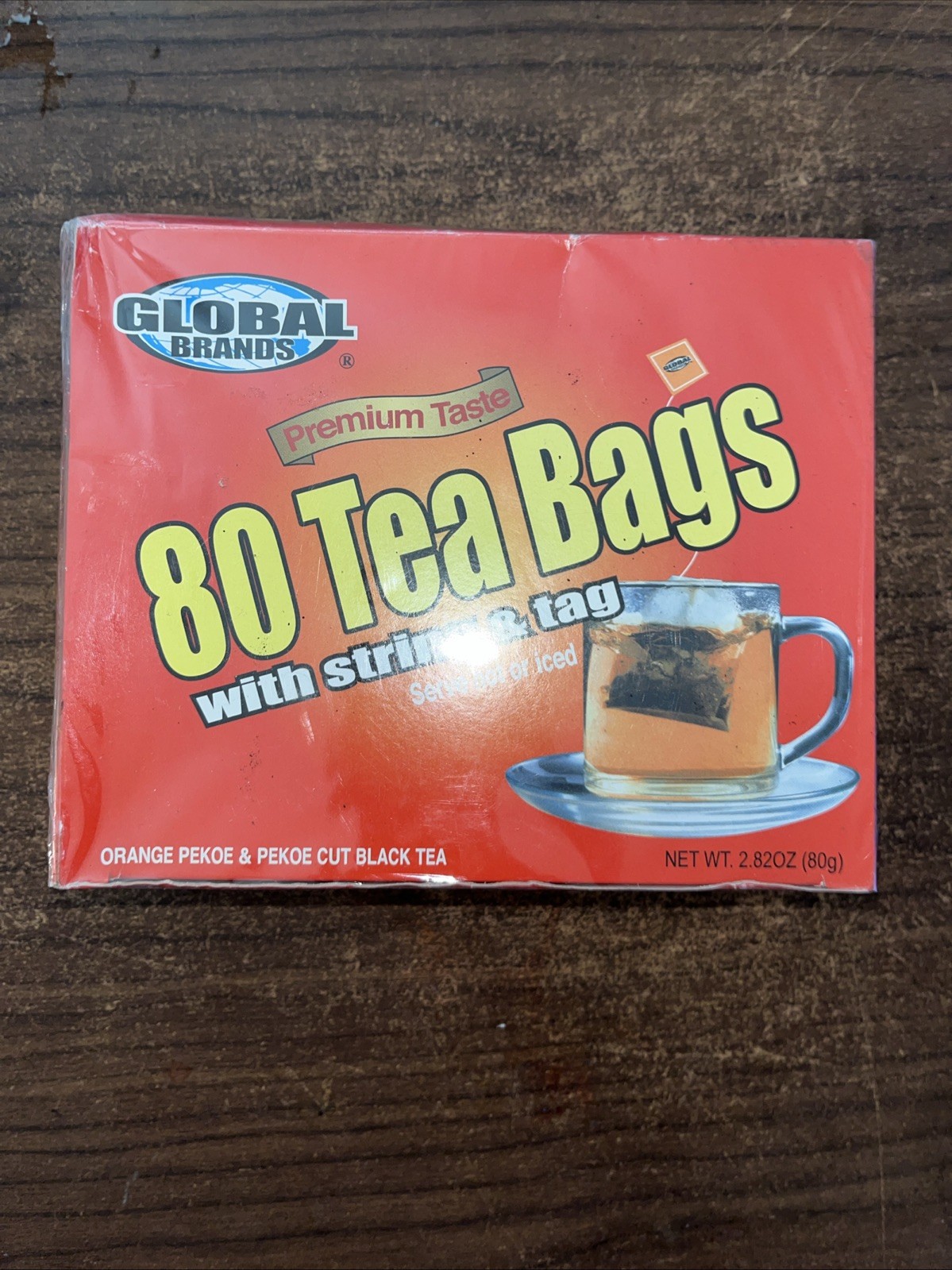 Global Brands Orange Pekoe & Pekoe Cut Black Tea 80 Bags W String Premium Taste