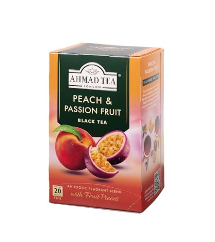 Ahmad Tea Peach Passion Fruit Black Tea Bags 20 Count Awards Winning Flavor