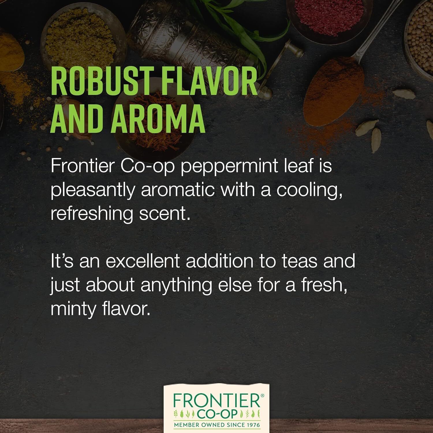 Frontier Co op Cut and Sifted Peppermint Leaf 16 Ounce Non Irradiated Mint Tea