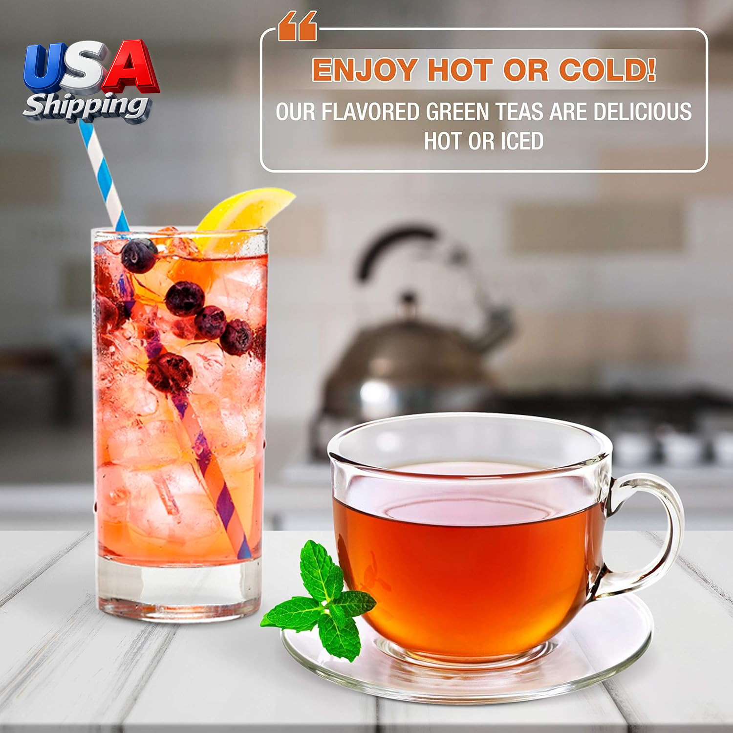 Green Tea Ginger Mango Flavor 50 Tea Bag Tin Organic Low Caffeine