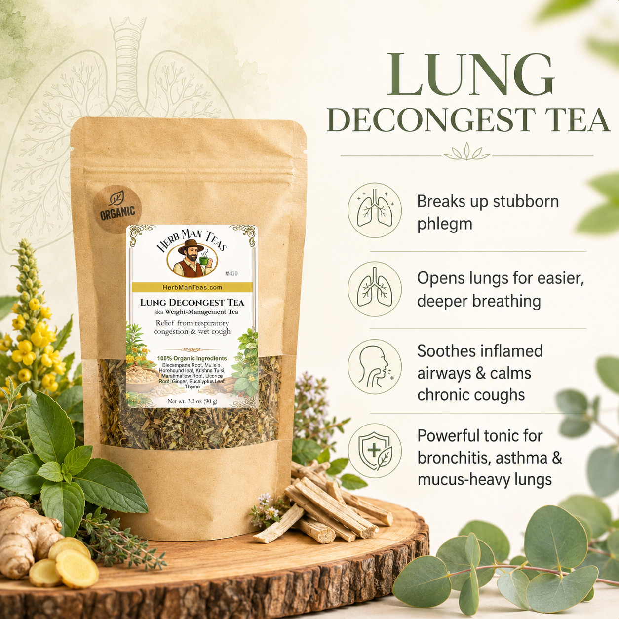 LUNG DECONGEST TEA -Breath better! Proven to clear lung congestion & mucus