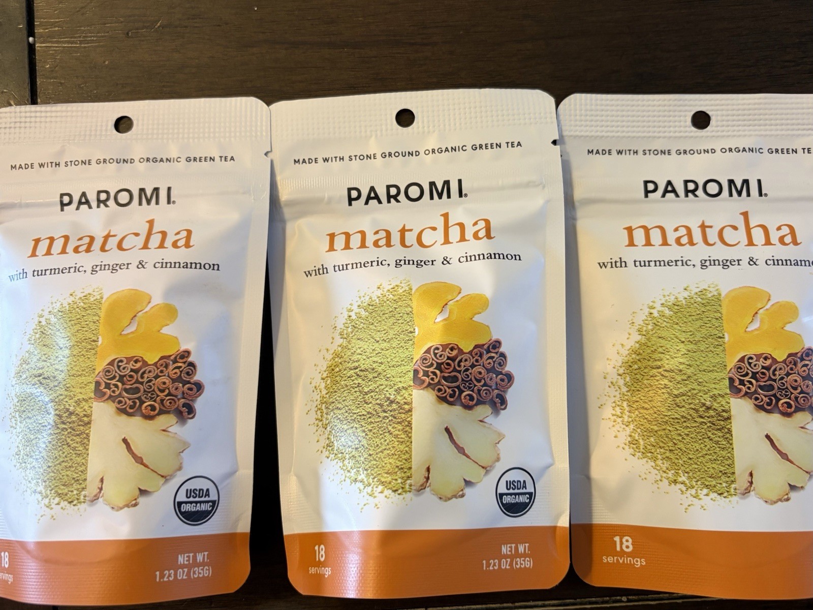 Organic Matcha 3 Packs With Turmeric ,Ginger,Cinnamon /Paromi Organic