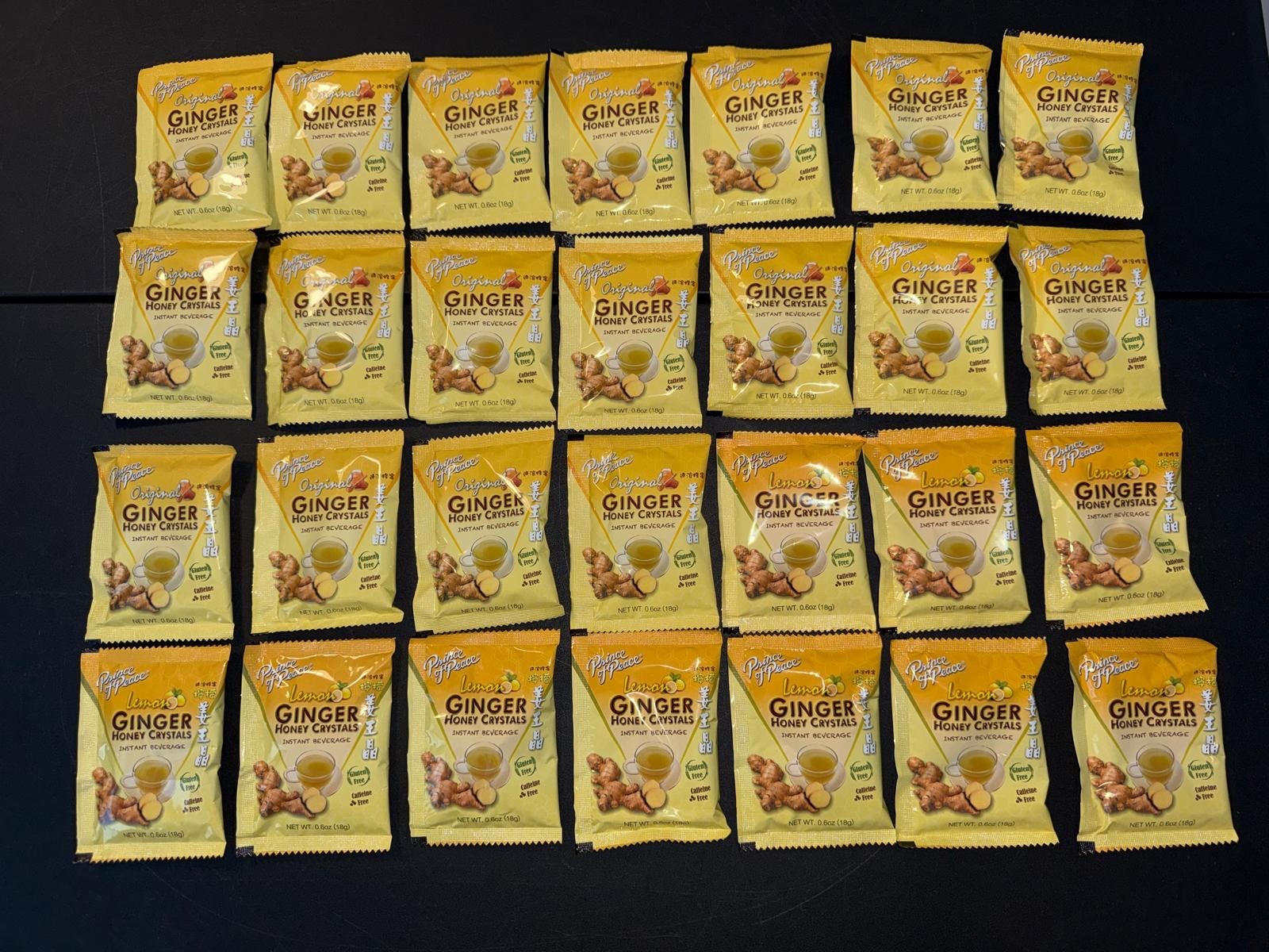BRAND NEW SEALED Prince of Peace 28 x Ginger Honey (18 original & 10 lemon)