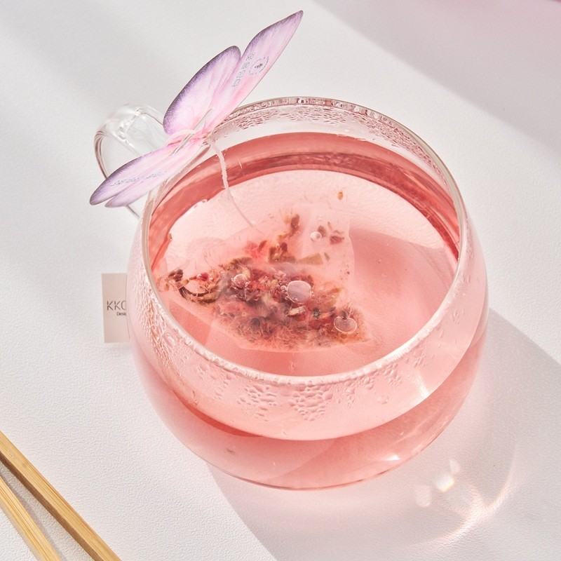 Kkokdam Butterfly Tea Bag Gift Set Pink 9 Bags 3 Flavors Herbal Tea