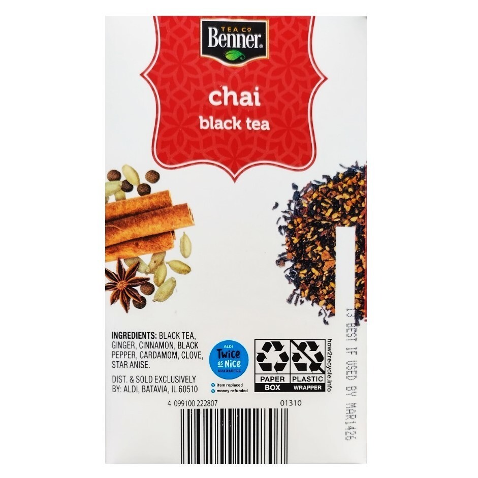 Benner Chai Black Tea, 20 Tea Bags (Pack of 4)