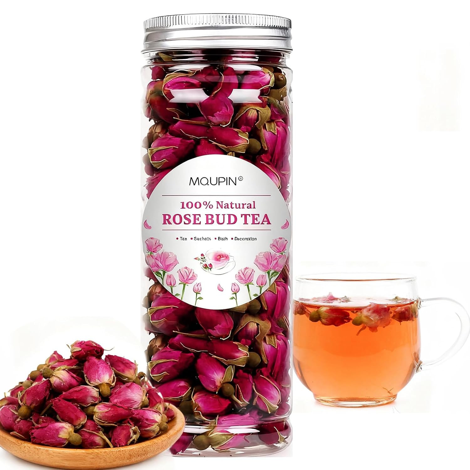 Rose Bud Tea – Dried Red Rose (100% Natural, Pure Flower, Edible Buds, Culina…