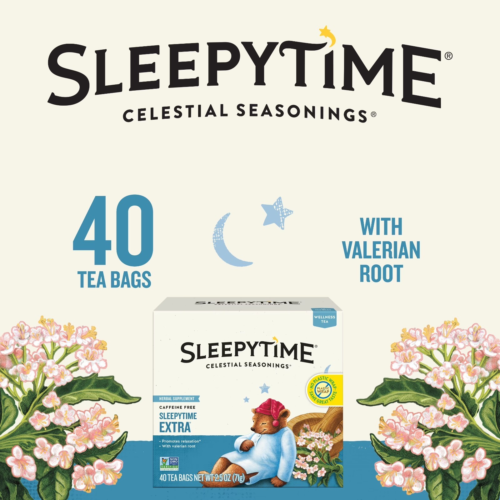Celestial Seasonings Sleepytime Extra Wellness Herbal Tea Bags,40 Count.
