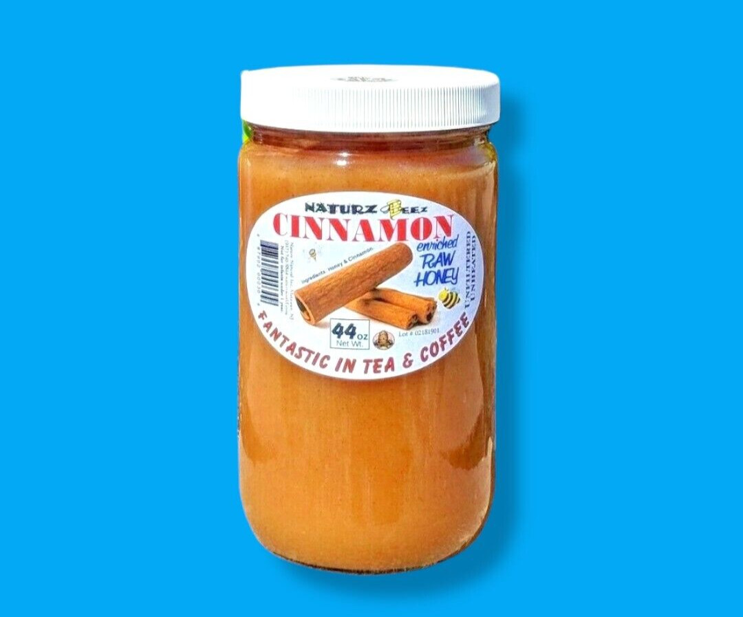 2 Jars RAW HONEY with CINNAMON 5.5 Lbs / 88oz / 2.5kg 100% RAW UNFILTERED USA