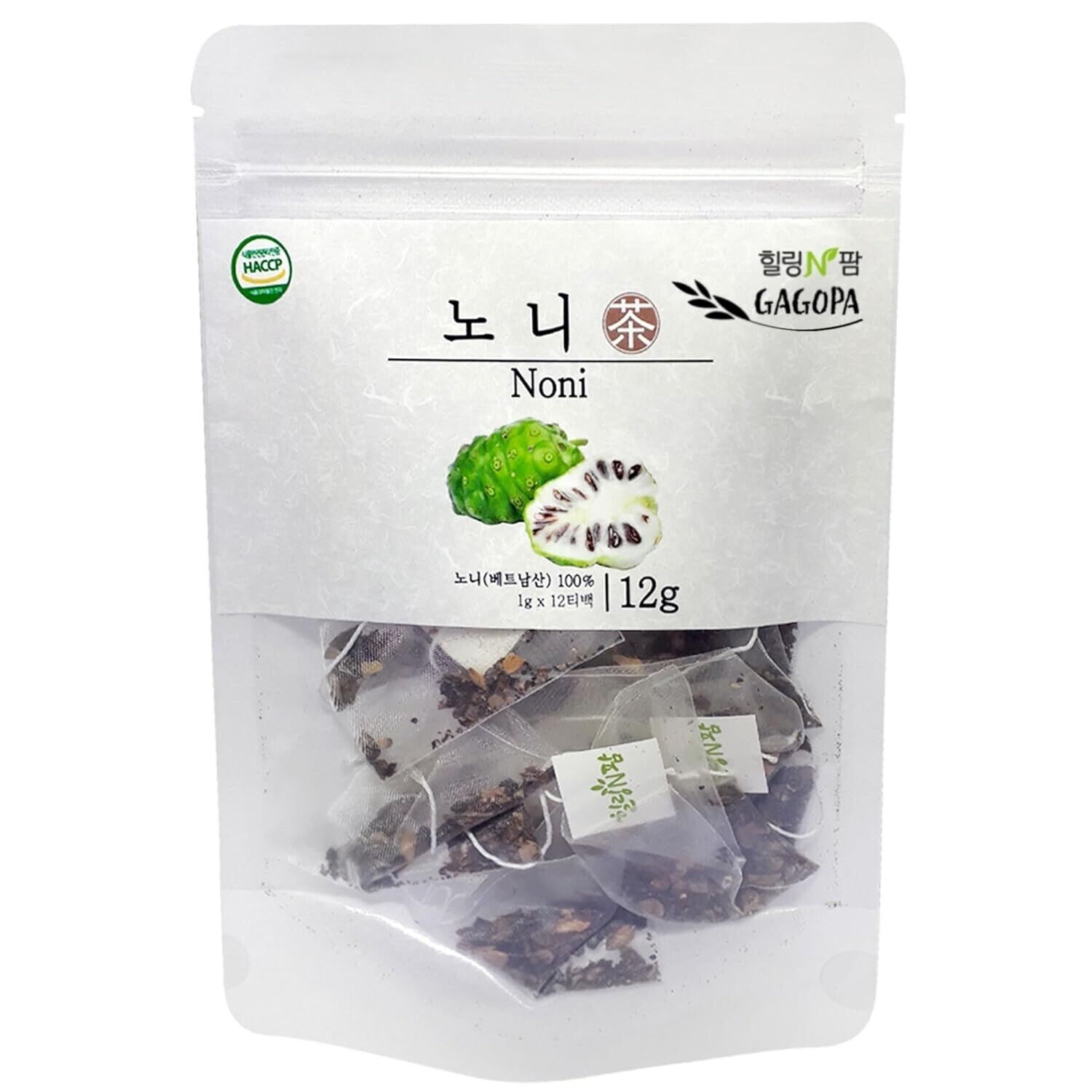[GAGOPA] 100% Pure Noni Herbal Tea, 1g x 12 Teabags (3-Pack, 36ea)