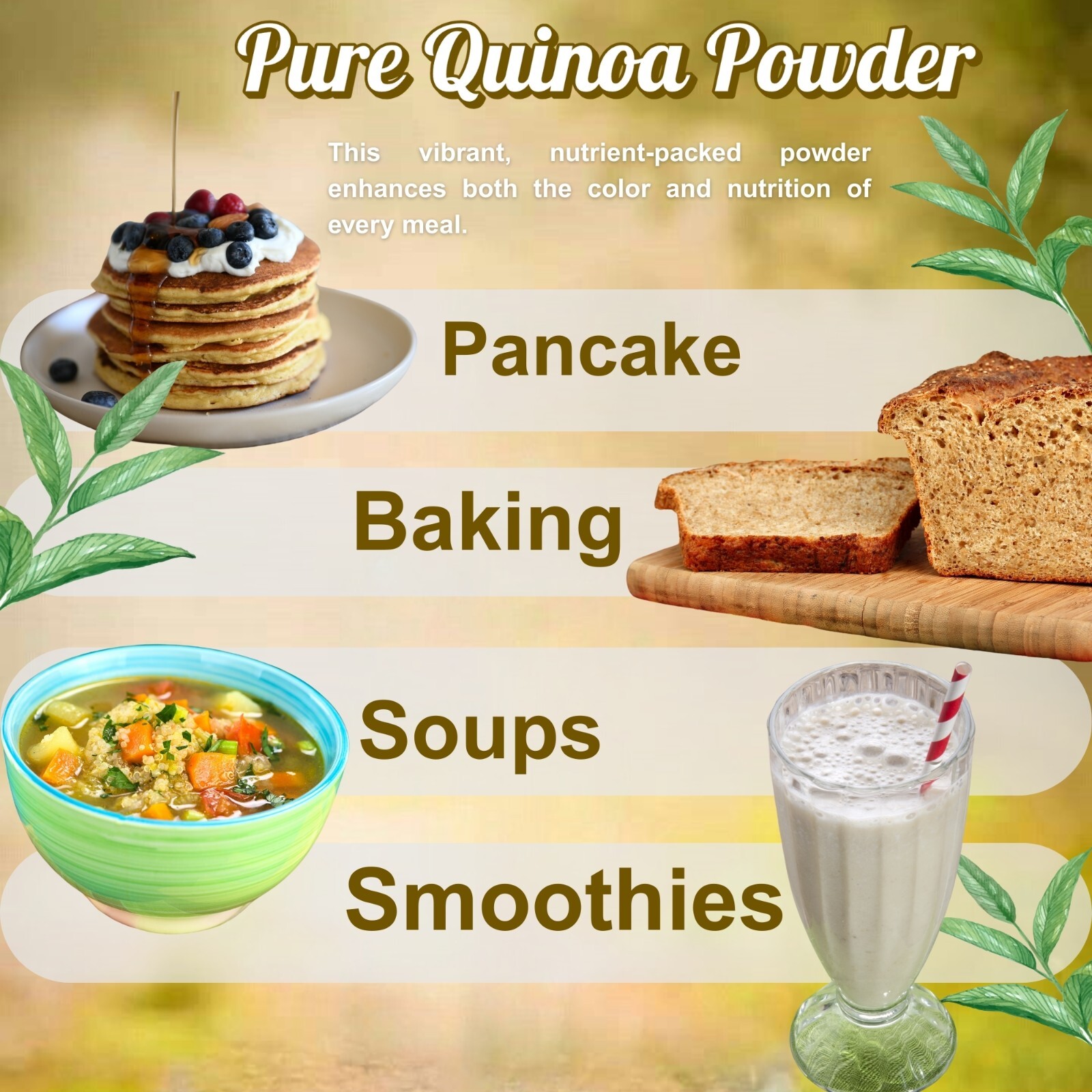 Quinua 100% Natural Quinoa Powder for Energy & Digestion, Gluten-Free from Peru
