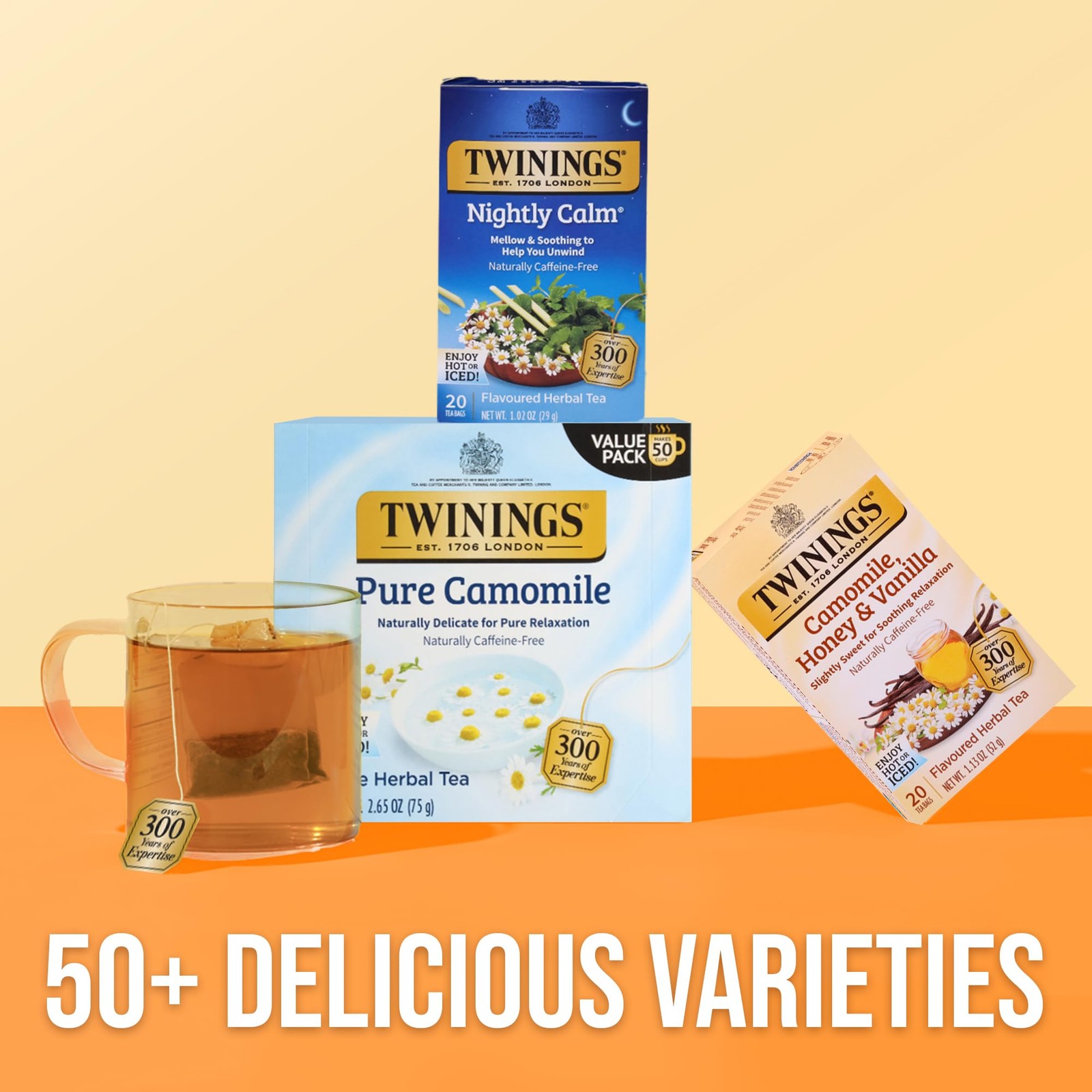Twinings Nightly Calm Tea 20 Count Herbal Sleep Tea with Chamomile and Herbs