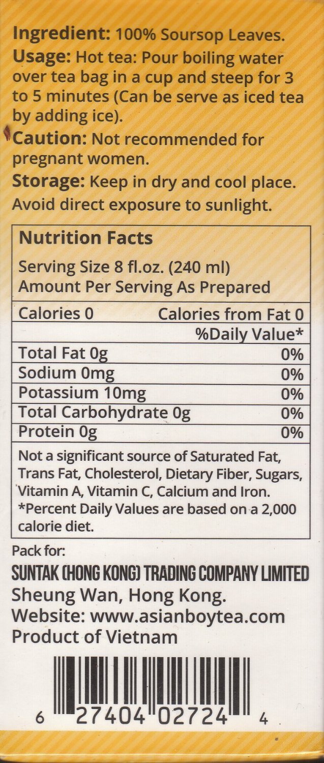 New Asian Boy Healthy Antioxidants Tea – 25 Bags (Soursop Leaf) Q43