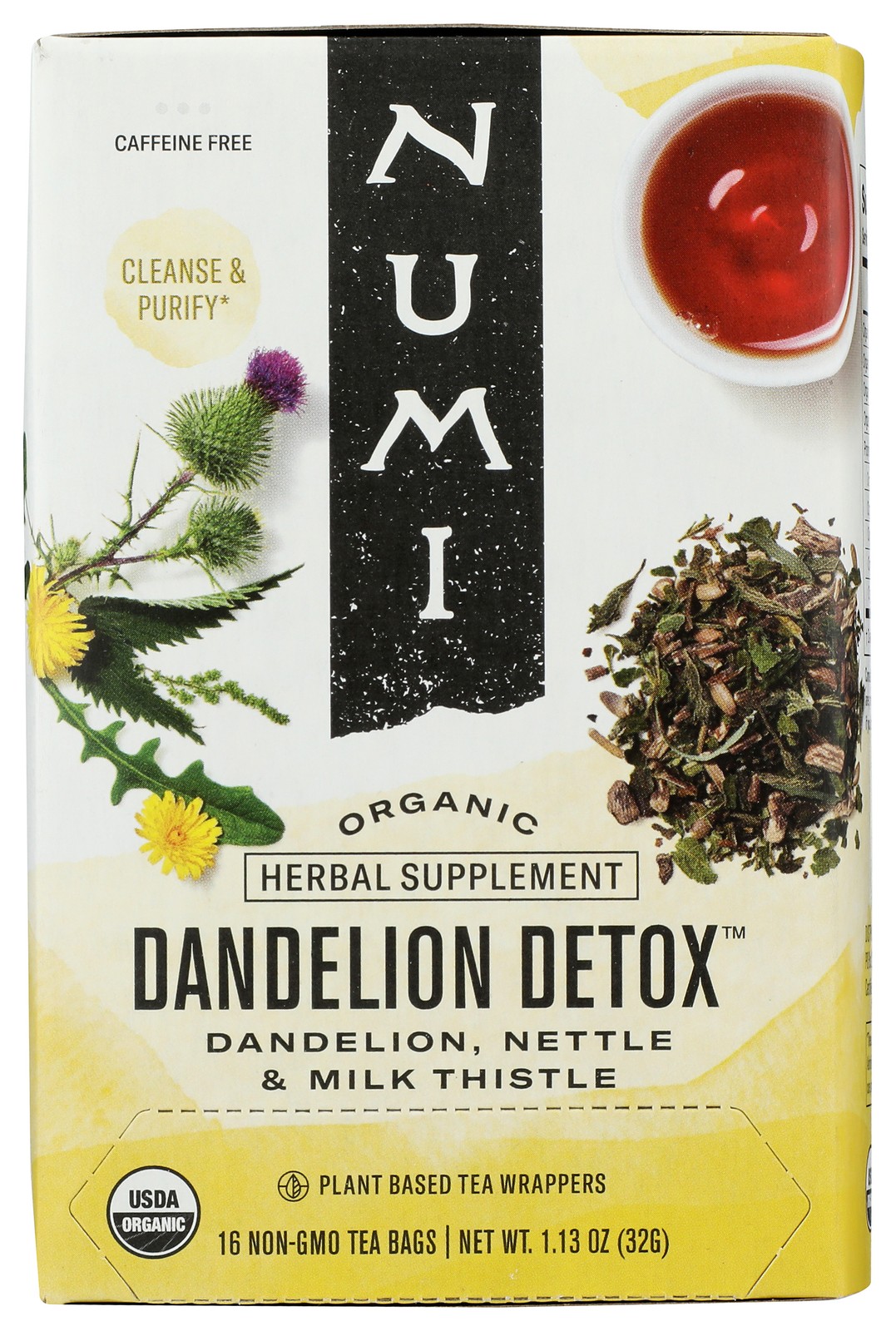 Numi Herbal Tea Dandelion Detox Organic 16 Bags Bag 3 Pack