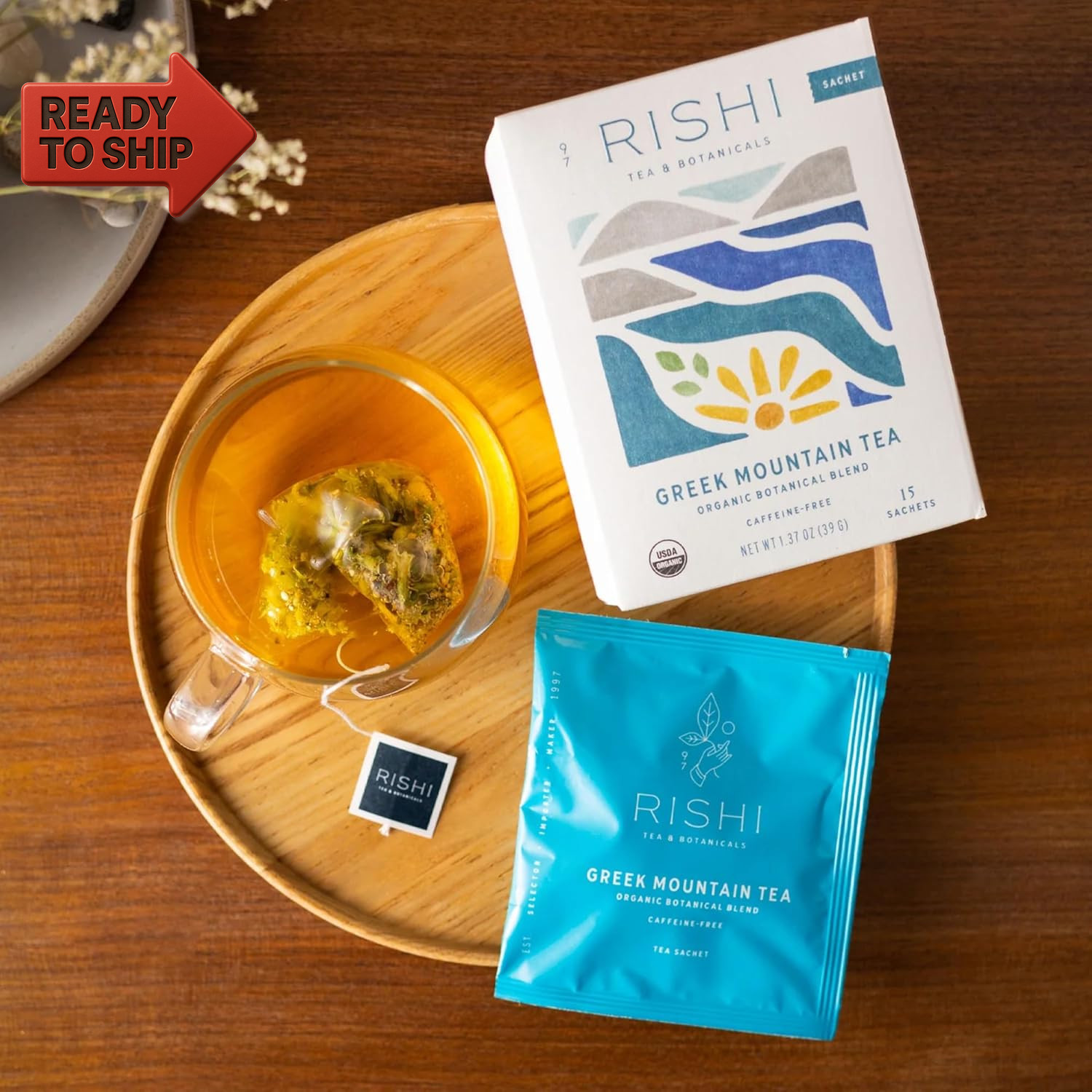 Rishi Tea Greek Mountain Tea Herbal Tea – Organic, Caffeine Free Sachet Tea Bag
