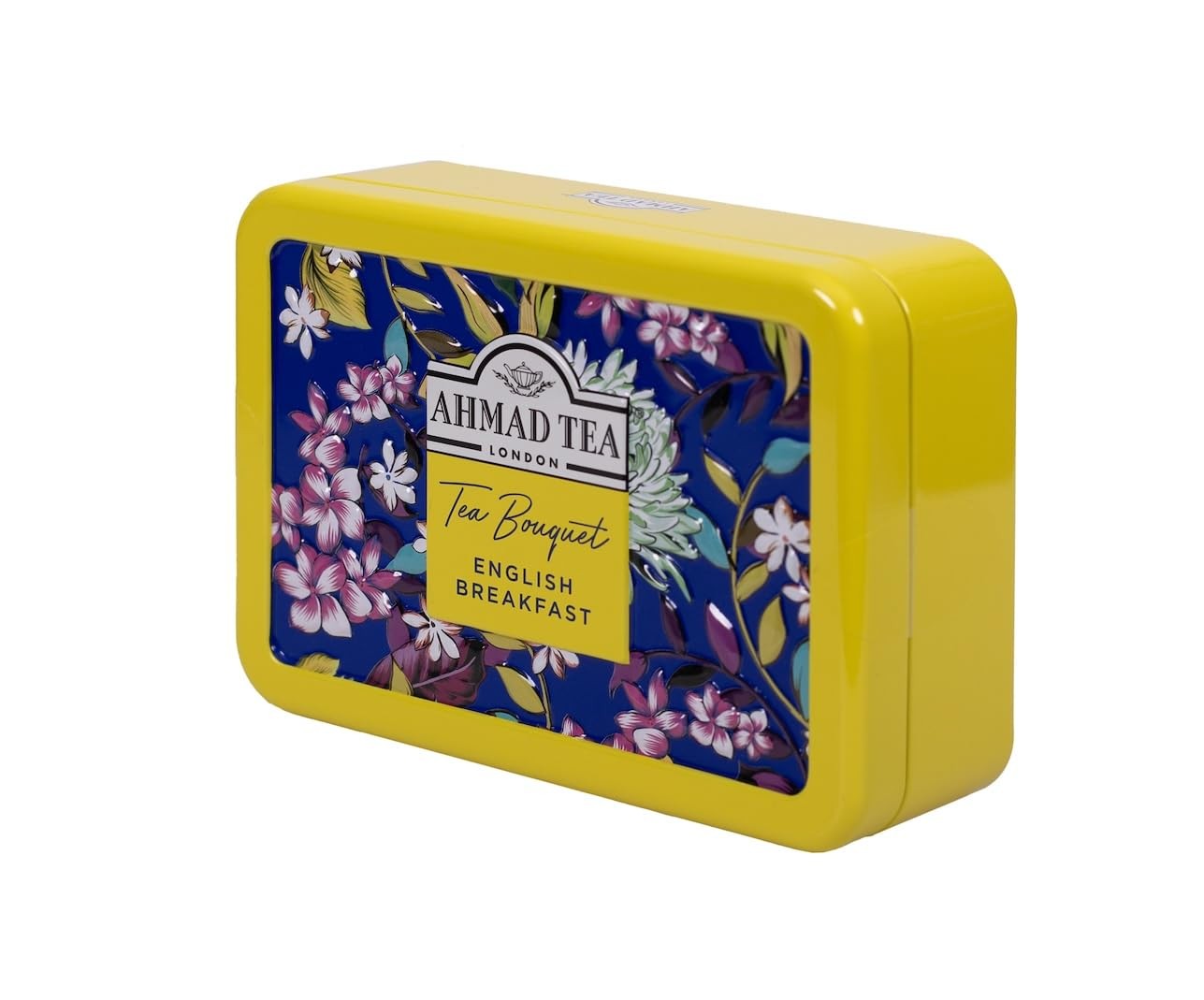 Ahmad Tea Floral Tea Tin Gift Yellow Caddy English Breakfast Tea 10 Bags Premium