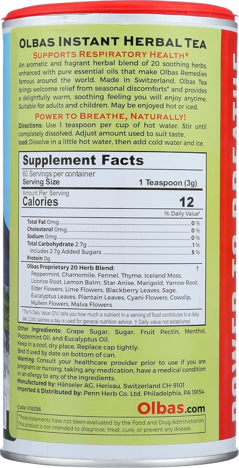 Olbas Wellness Herbal Instant Tea Mix, 7 oz Supports Respiratory Health