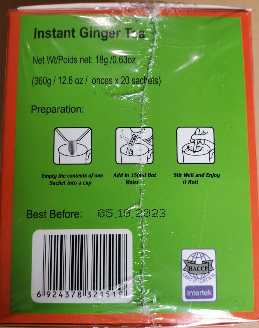 West Indian Ginger Tea Instant Honey Crystals Ginger Tea 20 sachets