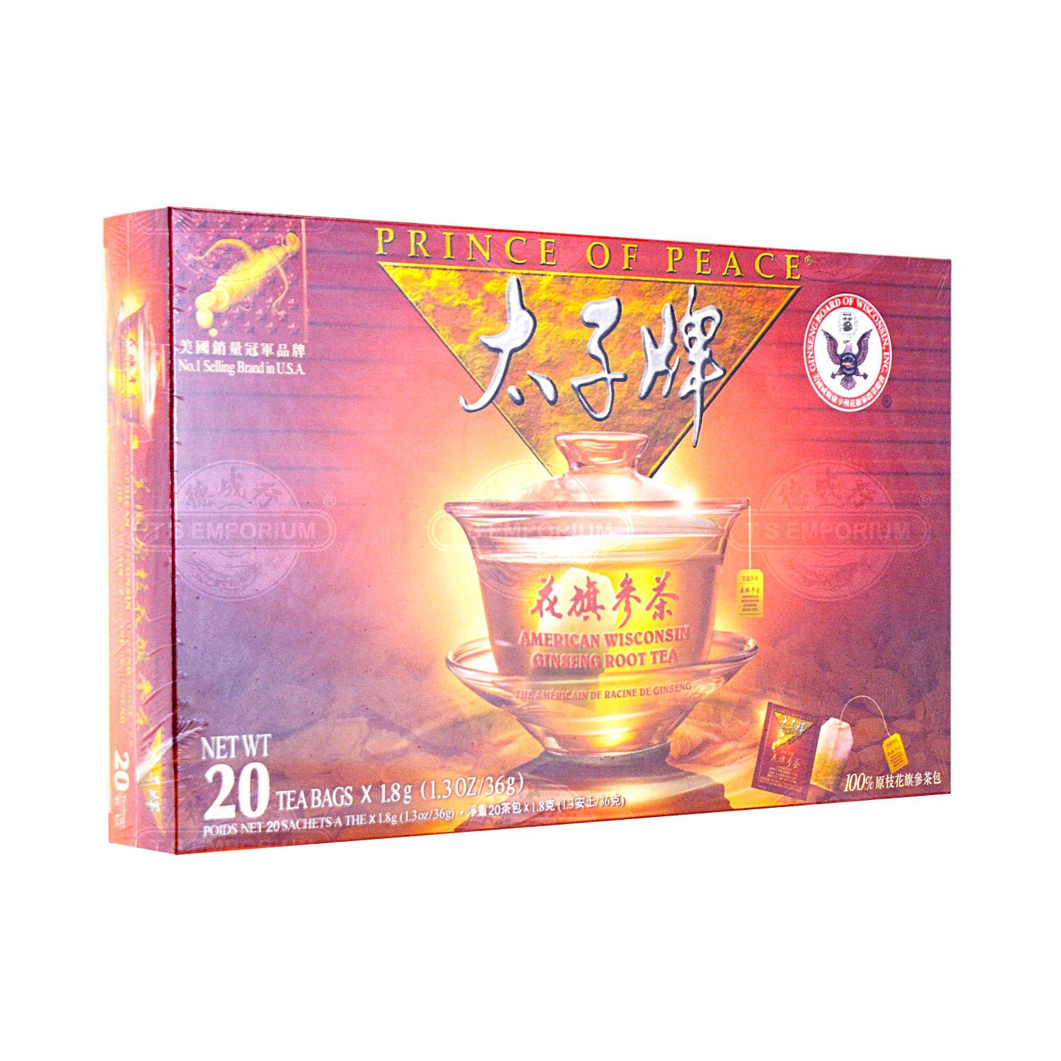 PRINCE OF PEACE American Ginseng Root Tea (20 Tea Bags) 36g – Free Shipping