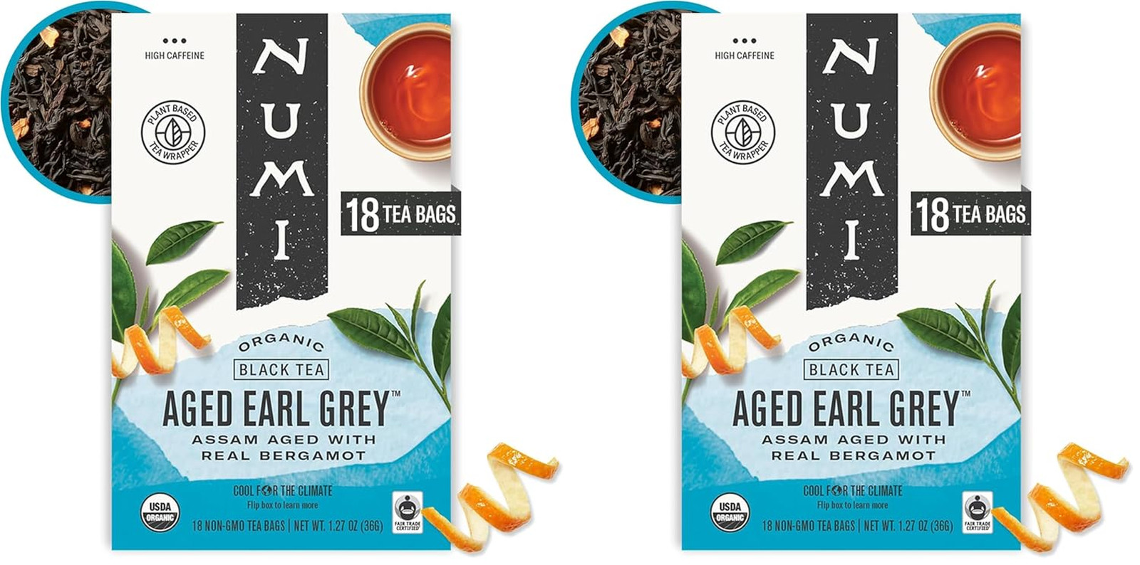 Numi Organic Aged Earl Grey Tea | 100 Black Tea Bags | Assam Black Tea with Real