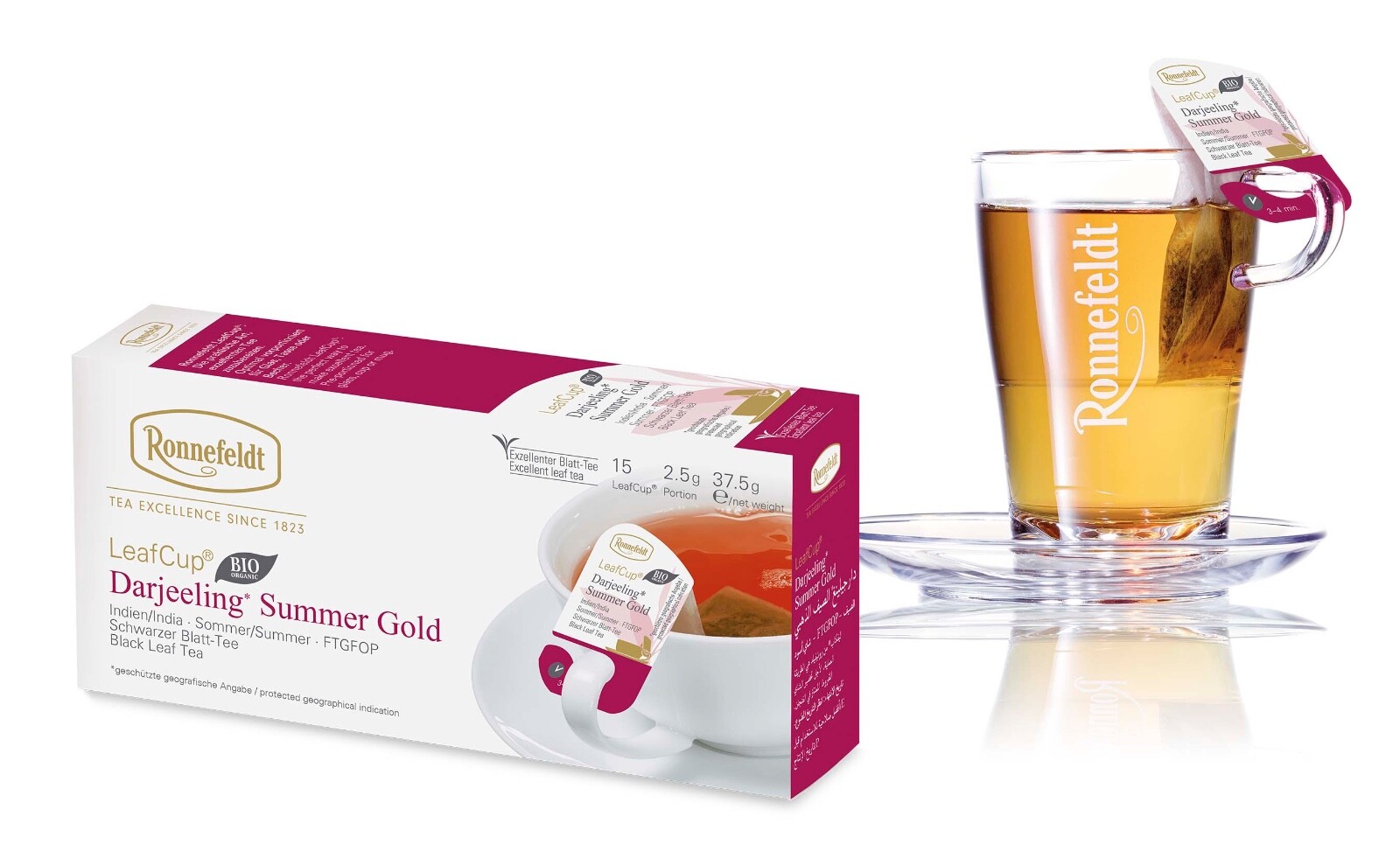 Ronnefeldt Leafcup® Darjeeling Summer Gold. 15 Premium Black tea bags