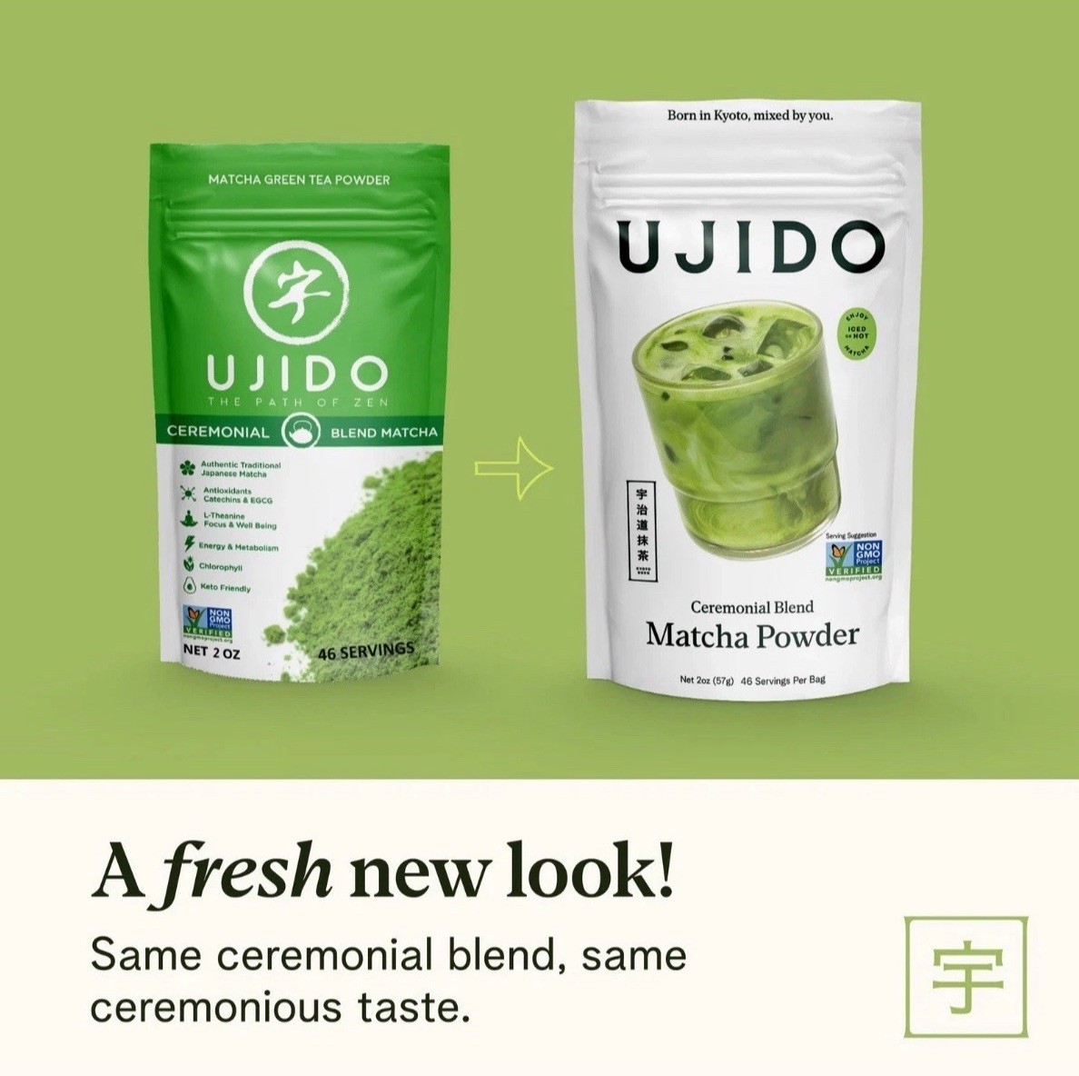 2 Pack Ujido Zen Japanese Matcha Green Tea Powder Ceremonial Blend 2oz. X2. 2028