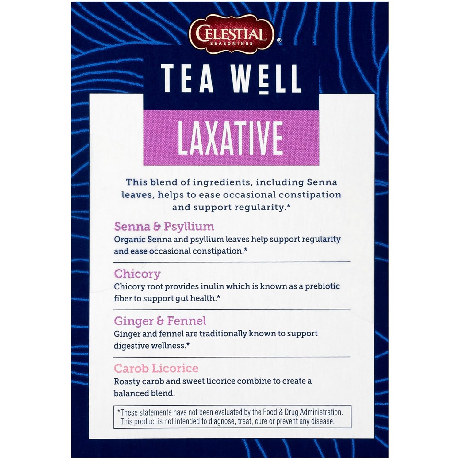 Celestial Seasonings TeaWell Herbal Tea, Laxative, Organic Carob Licorice, 12