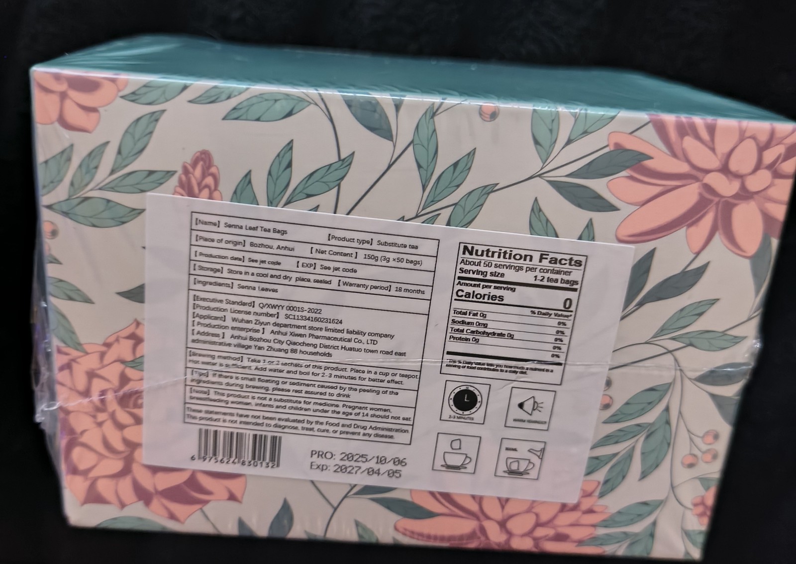 FreshDrinkUS Premium 50 Senna Leaf Tea Bags 100% Natural Pure Herbal