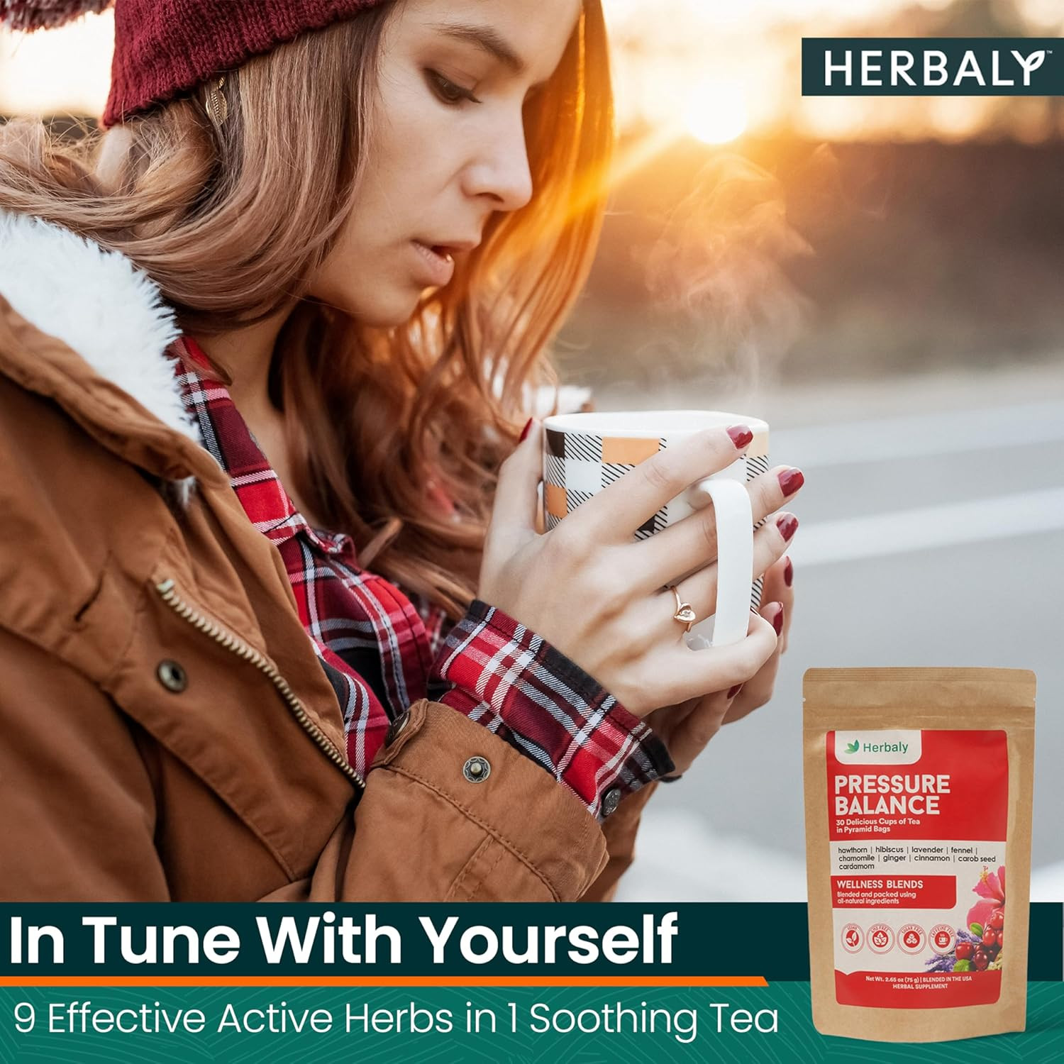 Herbaly Heart Functional Tea – 9 Superherbs – Natural, Organic, Non-Gmo, Caffein
