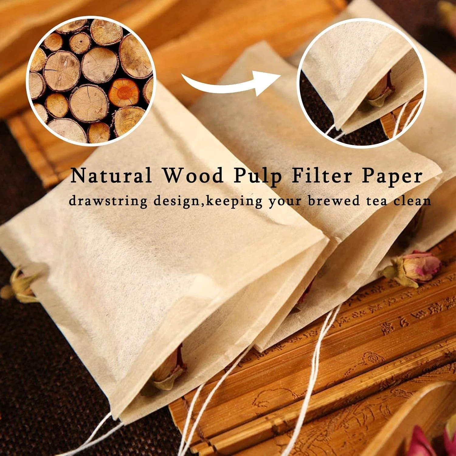 600 Pcs Disposable Tea Filter Bags for Loose Tea Drawstring Empty Tea Bags