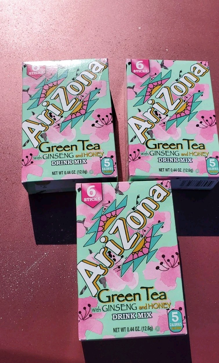 6 Boxes Arizona Green Tea Drink Mix Zero Sugar, 60 Total Packets