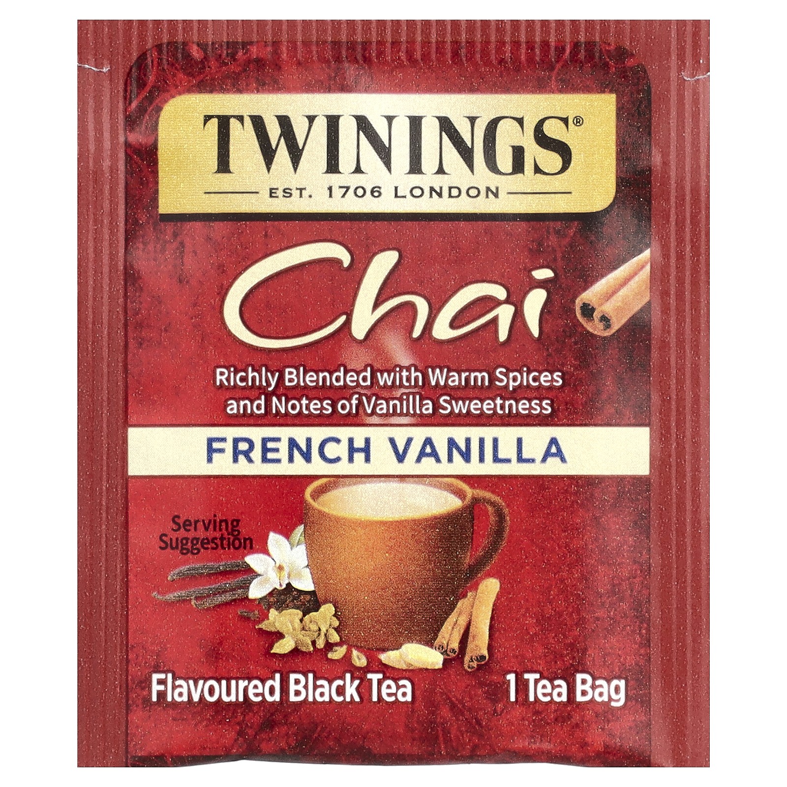 Flavored Black Tea, Chai, French Vanilla, 20 Tea Bags, 1.41 oz (40 g)