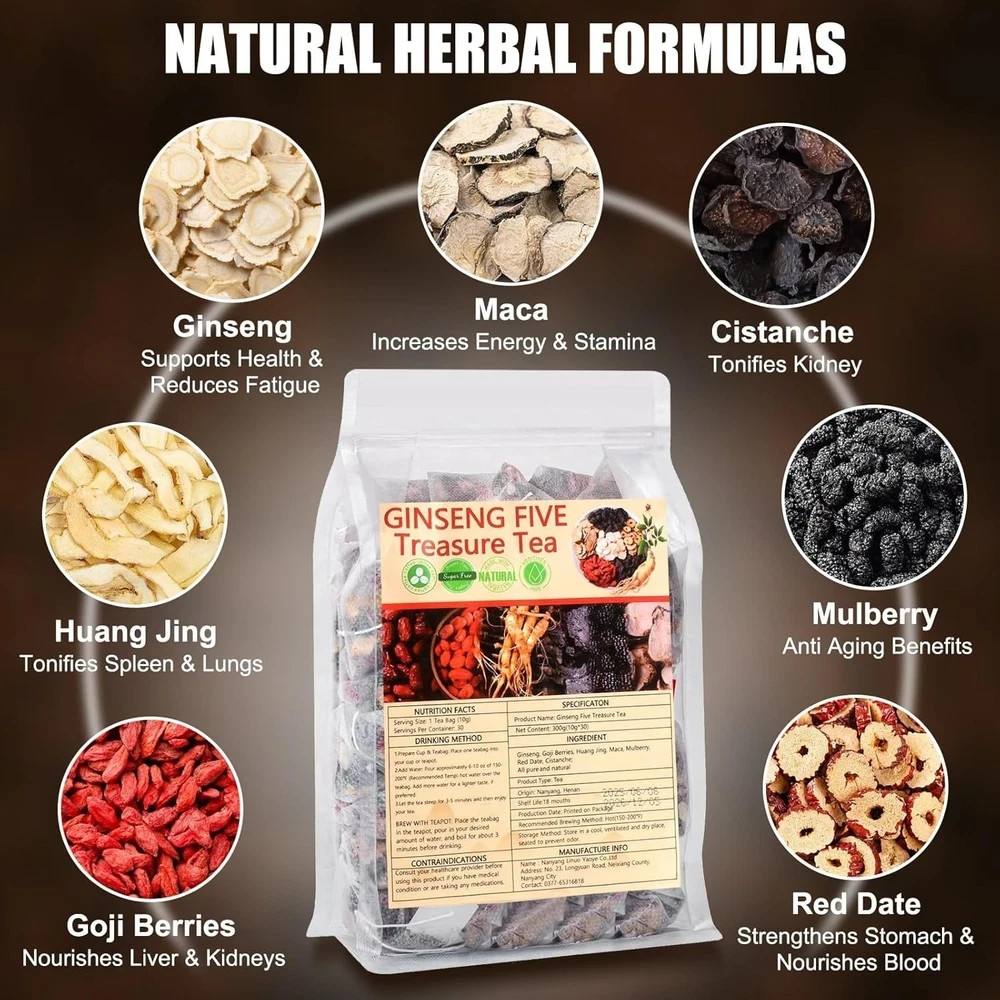 Monbrizz kidney tea formula Ginseng Six treasure tea te divina maca root Goji