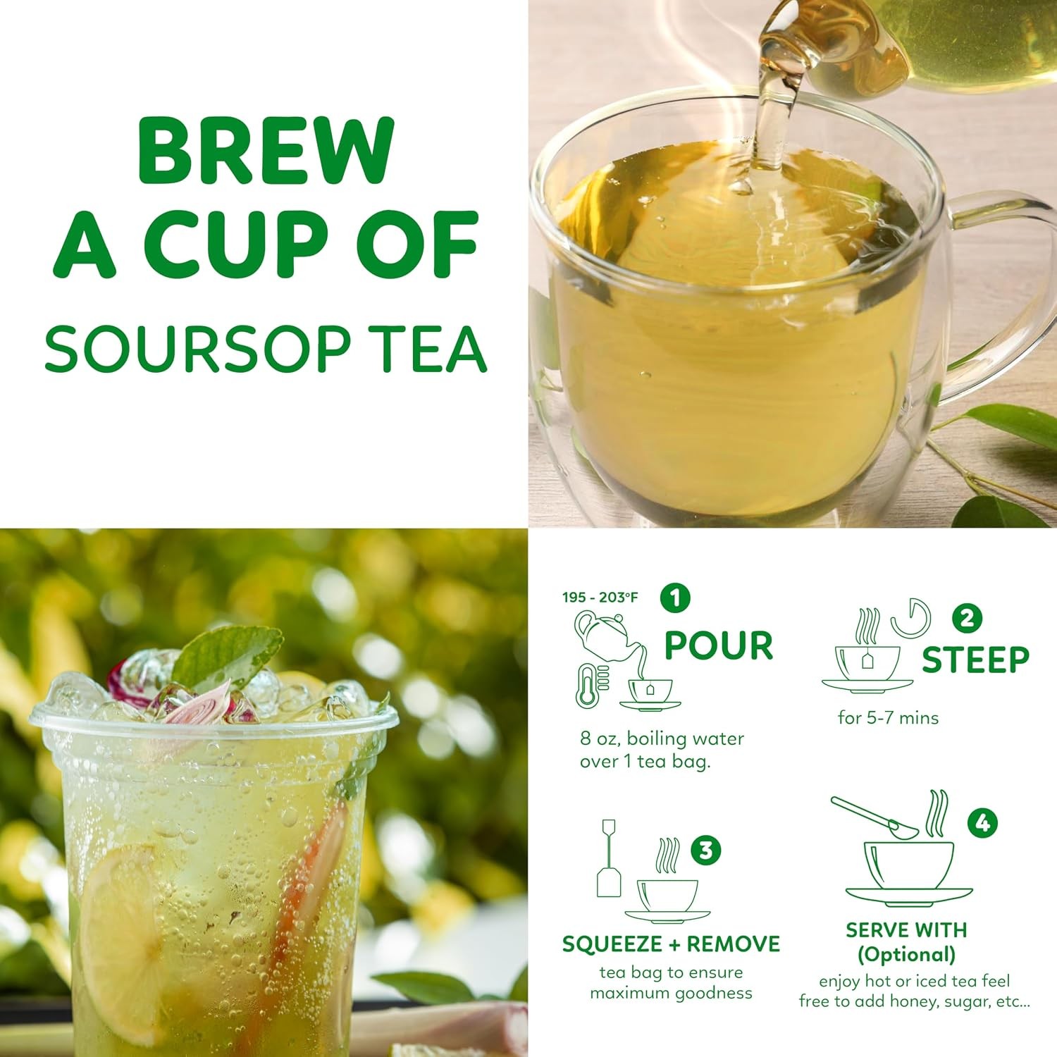 Soursop Tea Bags | 100% Natural Soursop Graviola Leaves | Sugar-Free,