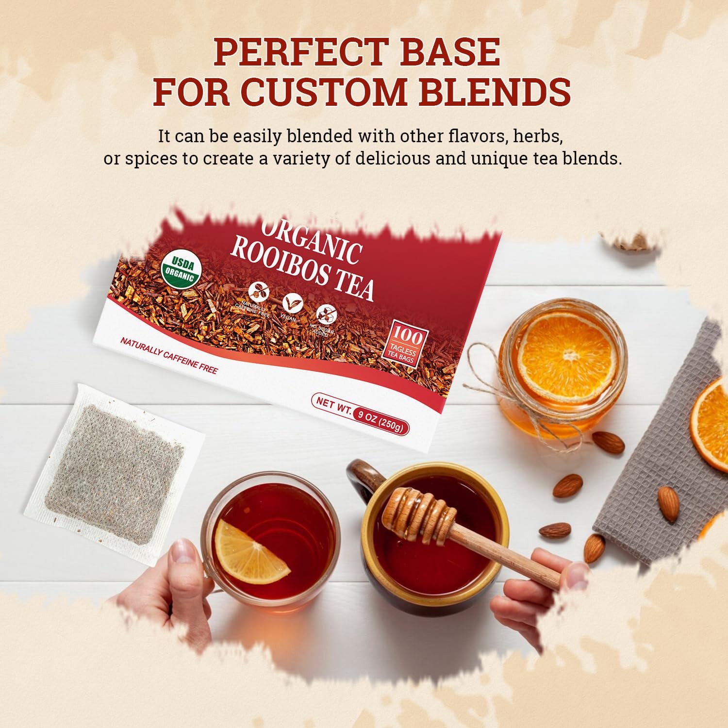 Rooibos Tea Organic, 100 Tea bags, Pure Premuim Rooibos Tea, Naturally Sweet …