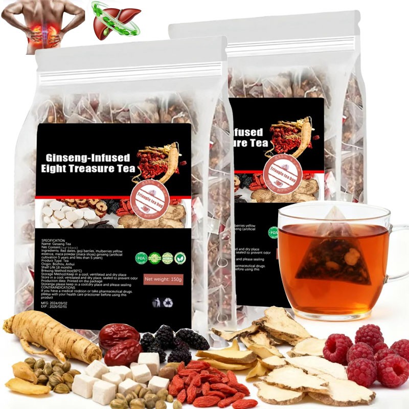Ginseng Five Treasure Tea – Kidney Support, Red Date Herbal Blend 30-150 bags