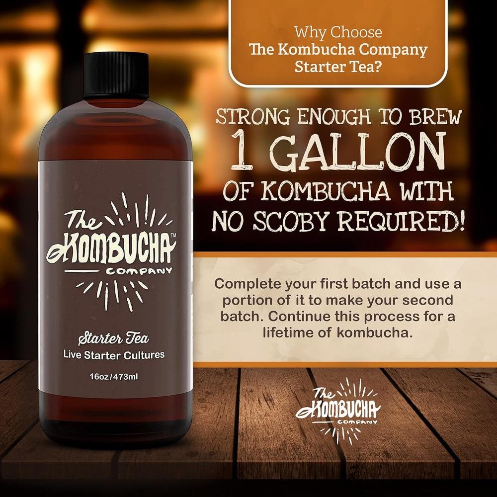 Kombucha Starter Tea | Grow SCOBY From Scratch | 16 oz Bottle