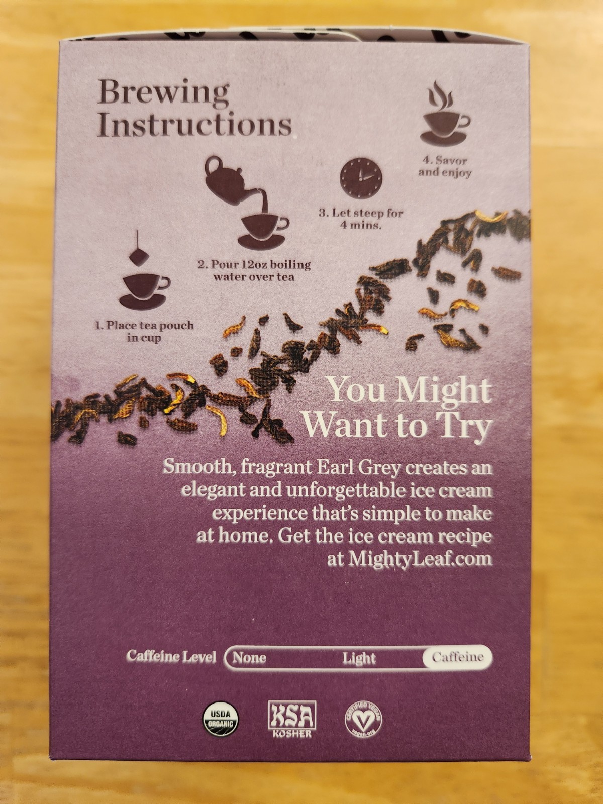 Mighty Leaf Organic Earl Grey Smooth Black Tea 15 Stitched Pouches Exp 7/6/2027