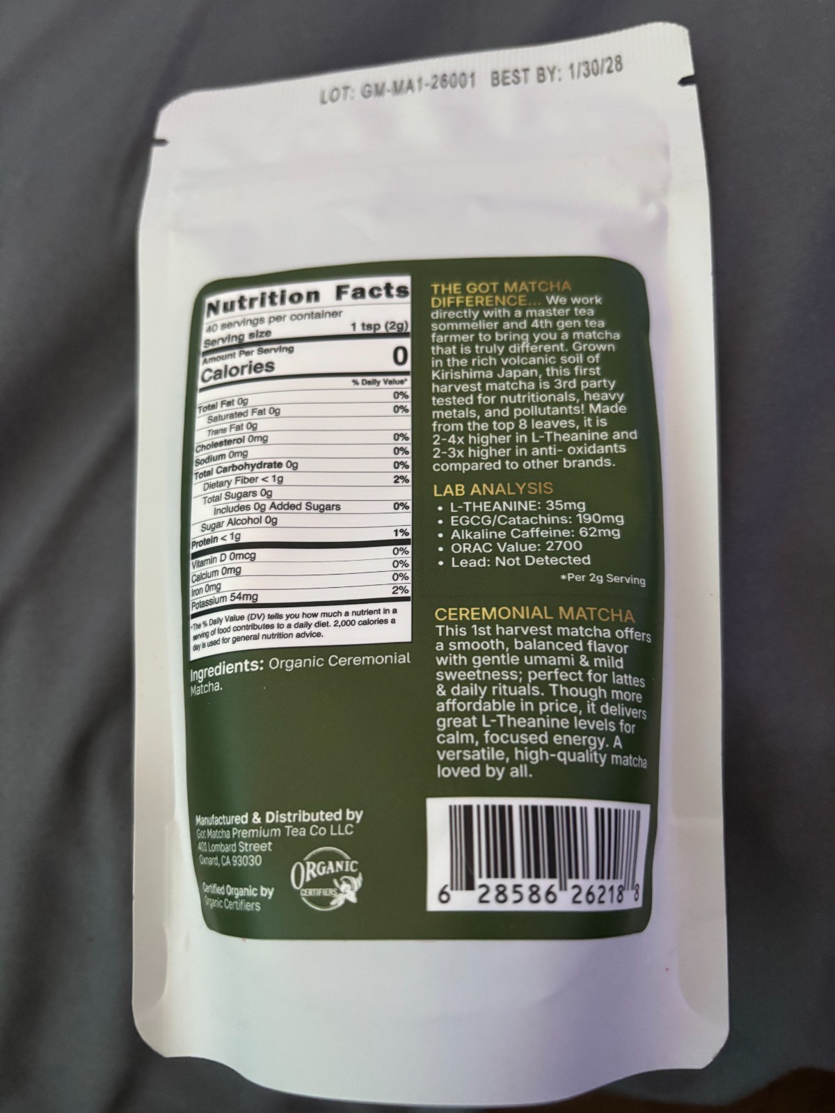 Got Matcha Organic Ceremonial 80g/2.82oz 40 servings Brand New Sealed