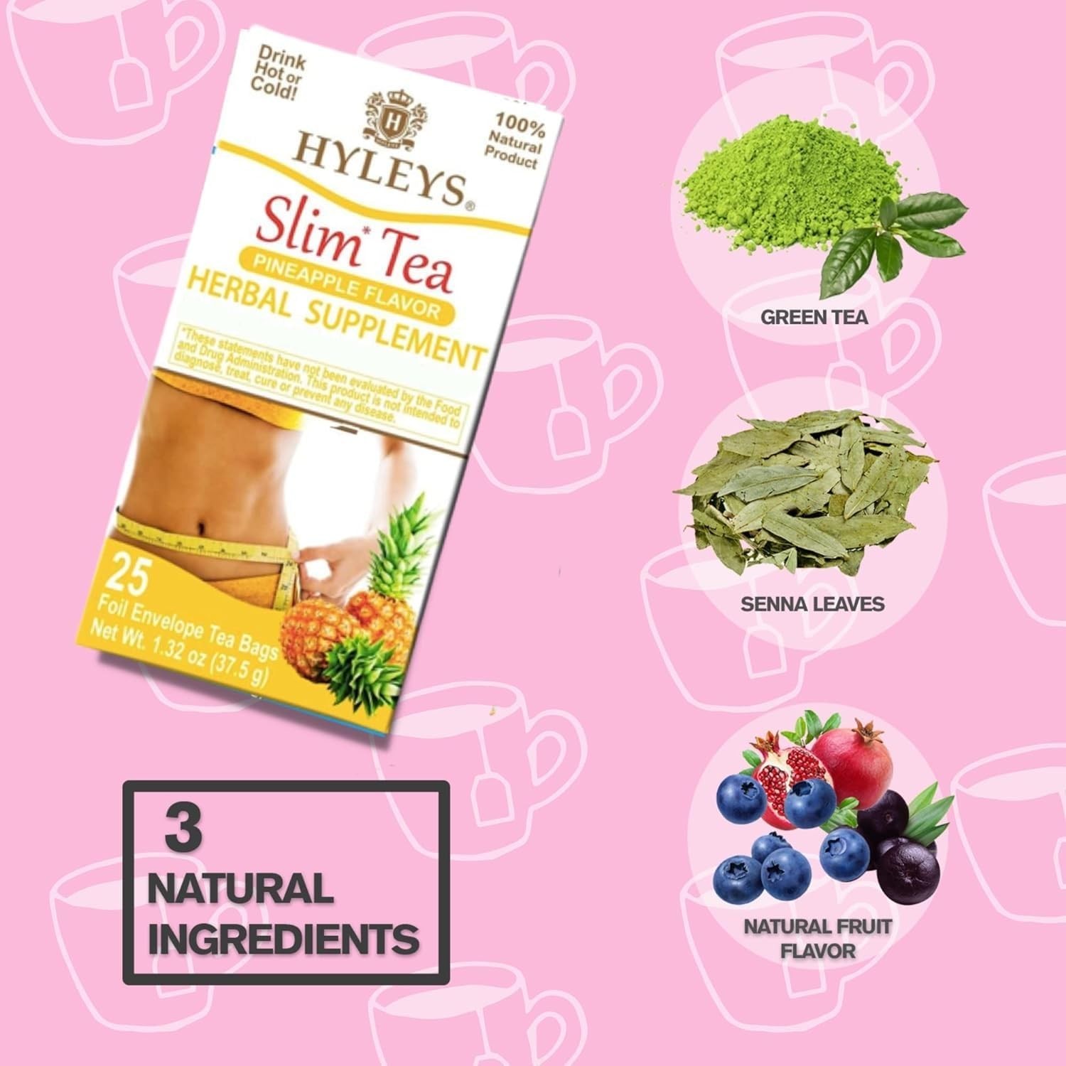 Hyleys Slim Tea Weight Loss Herbal Supplement with 50 Count (Pack of 1)