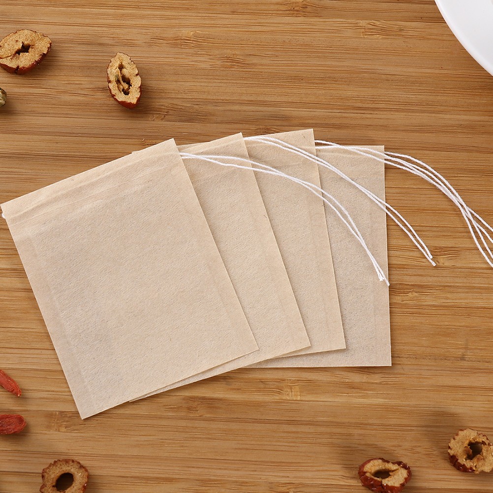 100Pcs Reusable Light Brown Tea Filter Bags for Loose Tea Brewing Experience