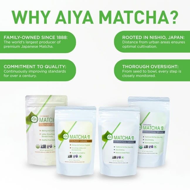Aiya Certified USDA Japanese Organic Ceremonial Grade Matcha Green Tea Powder…