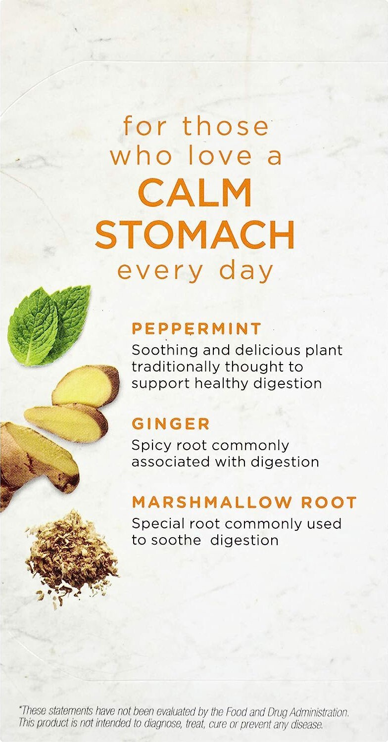Bigelow Benefits Calm Stomach Ginger & Peach Herbal Tea – 18 tea bags