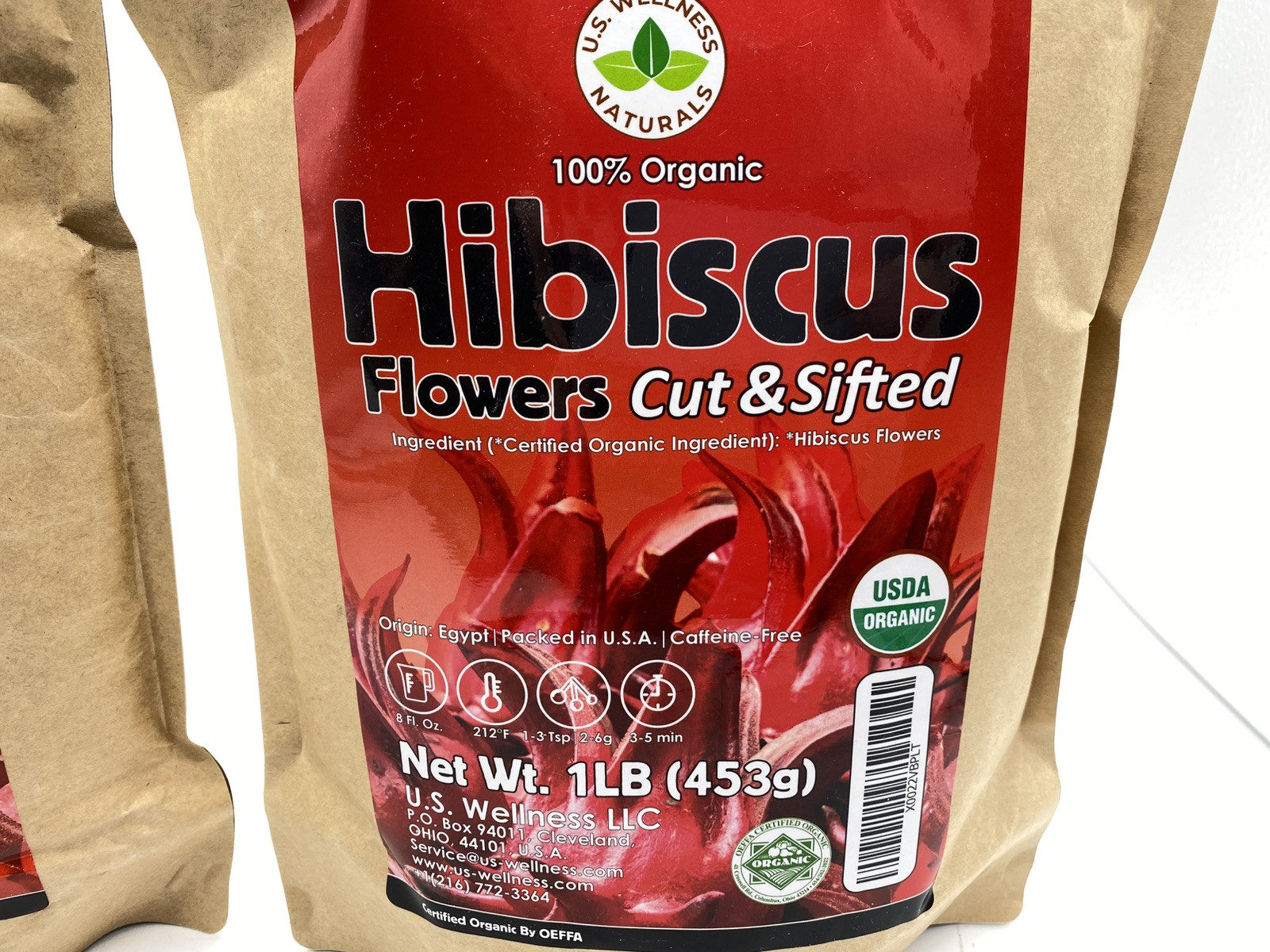 Hibiscus Tea [2 – 1LB Bags]100% CERTIFIED Organic Hibiscus Flowers Herbal Tea