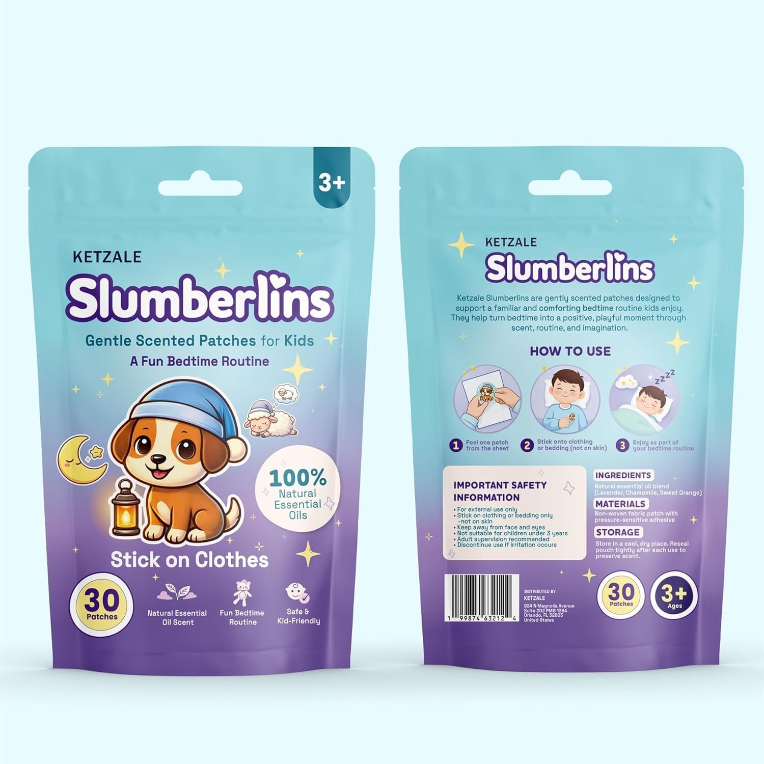 Slumberlins Calming Sleep Patches for Kids & Toddlers – Natural Bedtime Suppo…