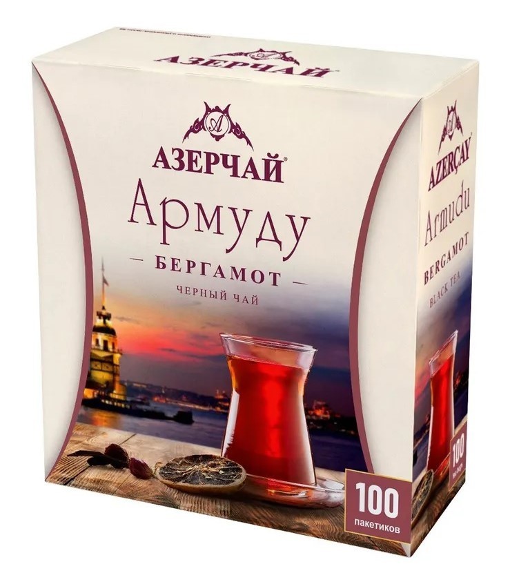 Azertea Black Tea Earl Grey Premium/ Gift/Азерчай Бергамот/ 1.8g × 100 Tea Bags