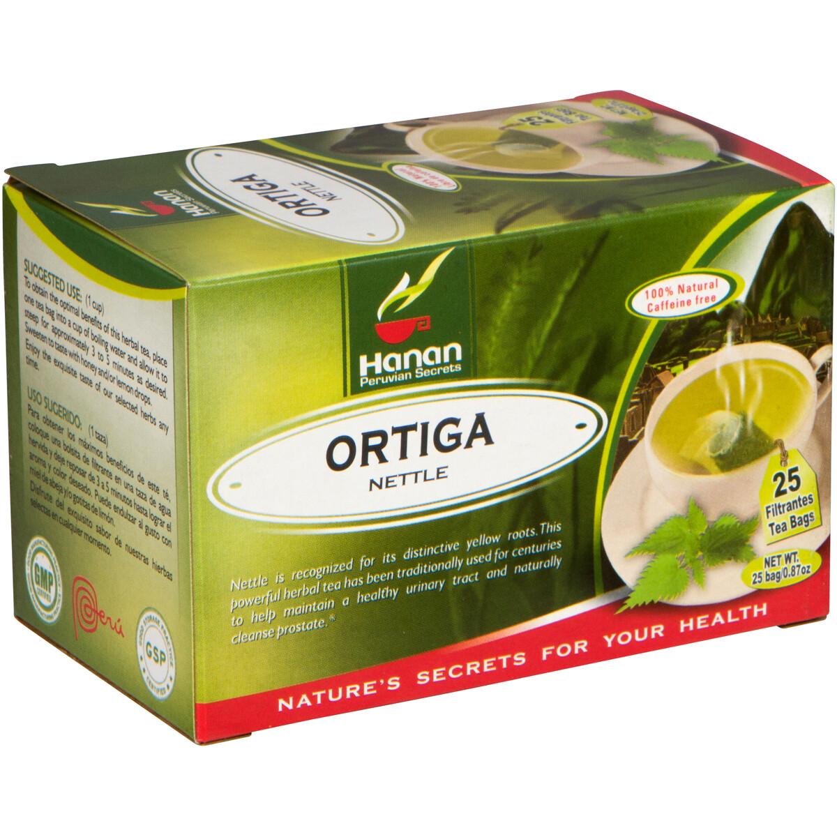 Nettle Tea (Ortiga) – 25 Tea Bags of All-Natural Nettle Leaves from Peru – Hanan