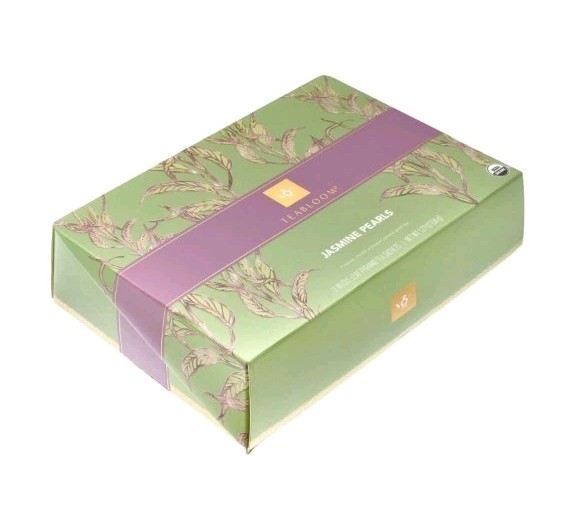 TEABLOOM Organic Jasmine Pearls 12 Premium Green Tea Pyramid Sachets